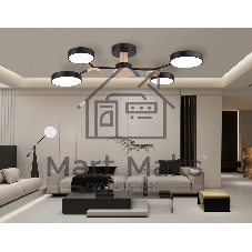Светильник Ambrella light FL4860/4 BK/WD черный/дерево 60W 3000-6000K 700*400*120 (без ПДУ)