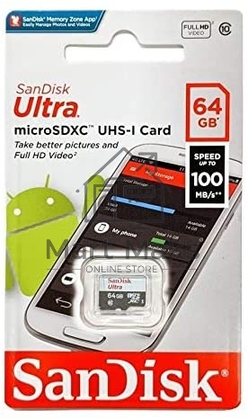 Флеш карта microSD 64GB SanDisk microSDXC Class 10 Ultra UHS-I 100MB/s
