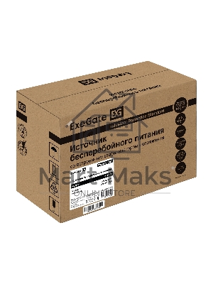 Источник бесперебойного питания ExeGate Power Smart ULB-500.LCD.AVR.2SH 500VA/300W, LCD, AVR, 2*Schuko, металлический корпус, черный