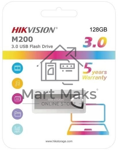 Флешка USB R/W R/W Hikvision 128GB M200 HS-USB-M200 128G USB2.0 серебристый