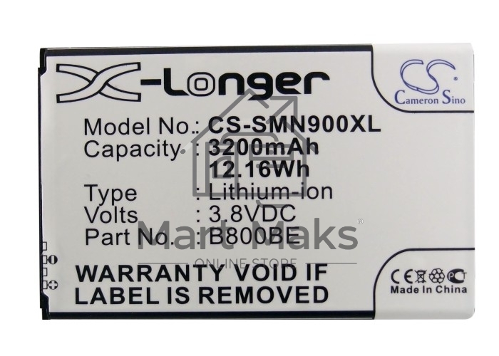 Аккумулятор CameronSino CS-SMN900XL (B800BC) для Samsung Note 3 N9000 3.8V / 3200mAh / 12.16Wh