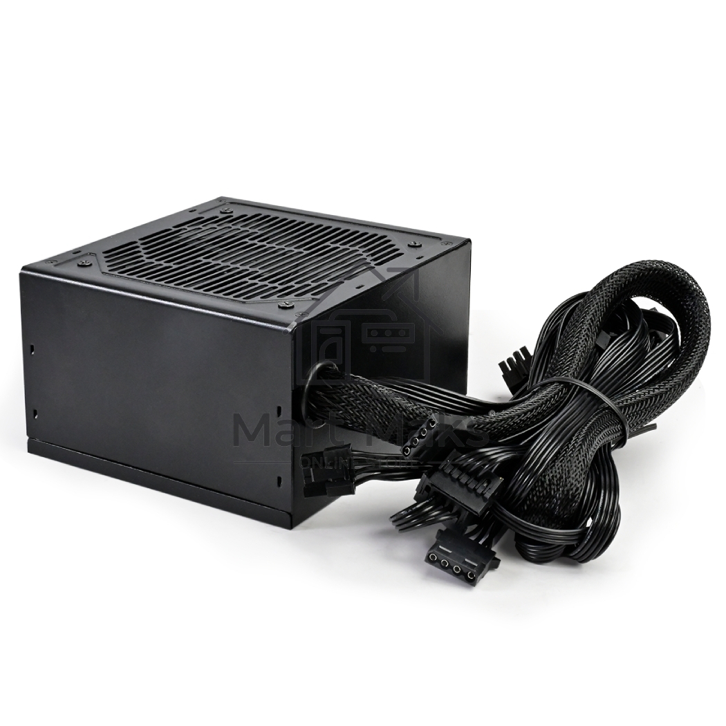 Блок питания PCCOOLER KF650, 650W 80 PLUS White (ATX, ATX 2.4, Non-modular, 1x24(20+4)pin 550mm, 1xCPU*2 8(4+4)pin 610+150mm, 2xPCIe 8(6+2)pin 510mm, 2xSATA*3+MOLEX4pin*1 450+150+150+150mm, Active, 120x120mm, 140x150x86mm, APFC, OVP, SCP, OPP (140-160%, 2
