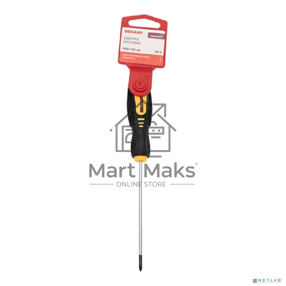 Отвертка крестовая PH 0х100 мм, двухкомпонентная рукоятка Rexant