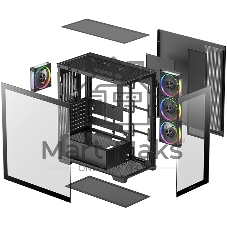 Компьютерный корпус Deepcool CG580 4F V2 без БП, боковое окно (панорама), 4x120мм ARGB PWM вентилятора, черный, ATX (R-CG580-BKADA4-G-2)