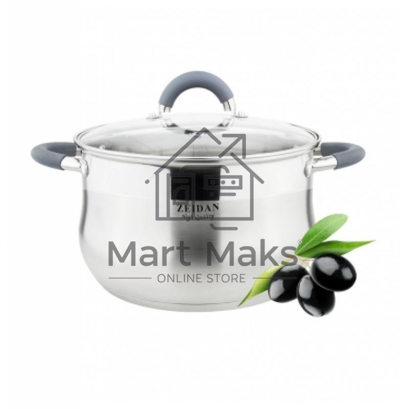 Кастрюля со стеклянной крышкой - Zeidan Z-50251 3,0 л (д.18х11.5 см), нерж.сталь, внутренняя - матовая полировка, снаружи - комбинированная полировка, шкала литража, ручки с силиконовым покрытием, КАПСУЛИРОВАННОЕ ДНО, ПОДАРОЧНАЯ УПАКОВКА С ПЛАСТИКОВОЙ РУЧ