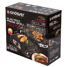 Гриль-пресс электрический Endever Grillmaster 220, серебристый/черный