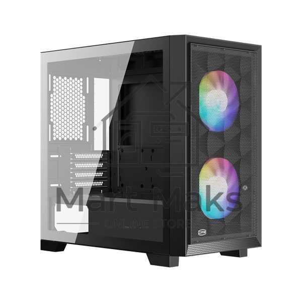 Компьютерный корпус без блока питания PCCooler C3D310 BK ARGB, Mini-Tower, TG, Mesh, 2x120mm ARGB, 2xUSB-A 3.0, mATX, mITX Black