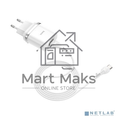 Сетевое зарядное устройство + Кабель Type-C 1m/ QC 3.0/ HOCO HC-16309 C12Q/ 1 USB/ Выход: 5V_9V_12V, 18W, белый