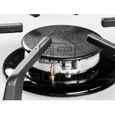 Газовая варочная панель Kuppersberg FG 62 W Газовая варочная панель, закаленное стекло, ширина 60 см, 4 газовые конфорки, WOK конфорка(3,8 кВт), автоподжиг, газ-контроль, чугунные решетки, белый