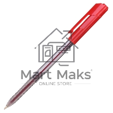 Ручка шариковая Deli Arrow EQ01140 прозрачный/красный, d=1мм, красные чернила