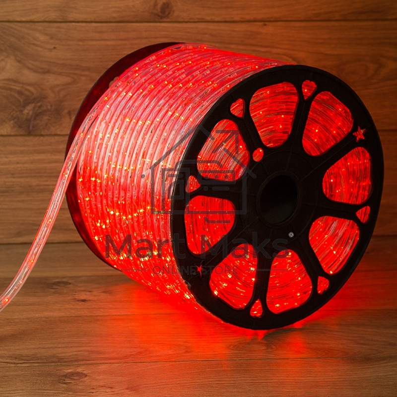 Дюралайт LED, свечение с динамикой (3W) - красный, 36 LED/м, бухта 100м