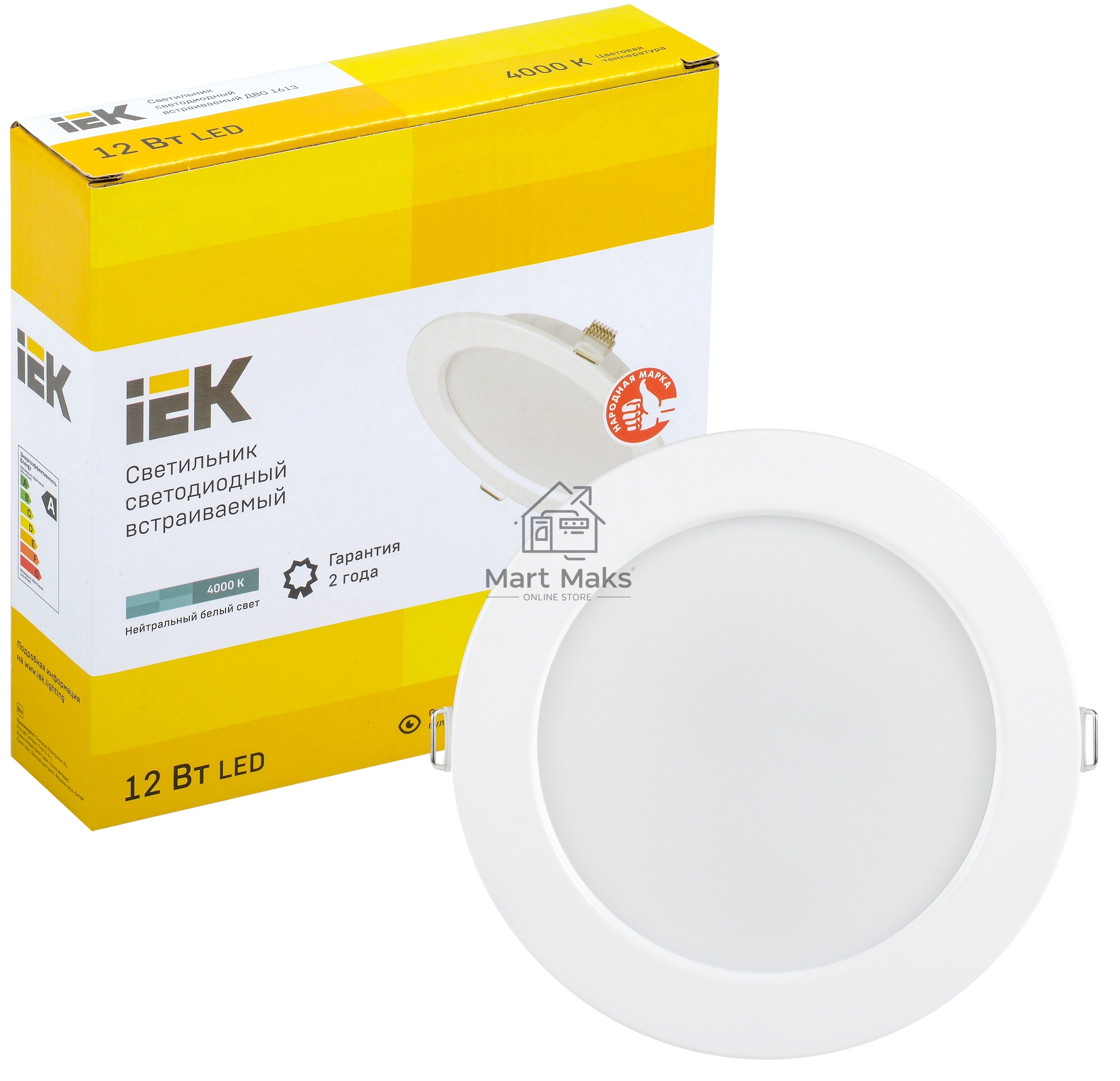 Светильник Iek LDVO0-1613-12-4000-K01 LED ДВО 1613 белый круг 12Вт 4000К IP20 пластик. корпус, диам 145 мм