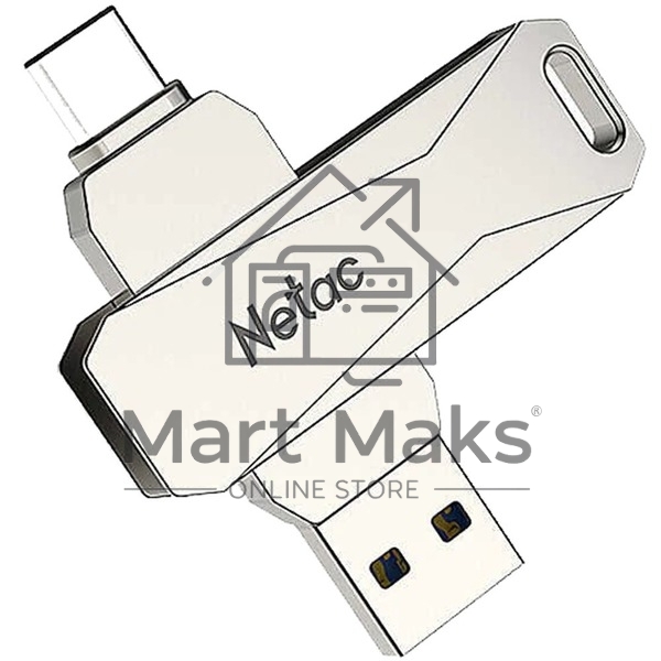 Флешка USB Netac U782C, 256Gb, USB 3.0, серебристый