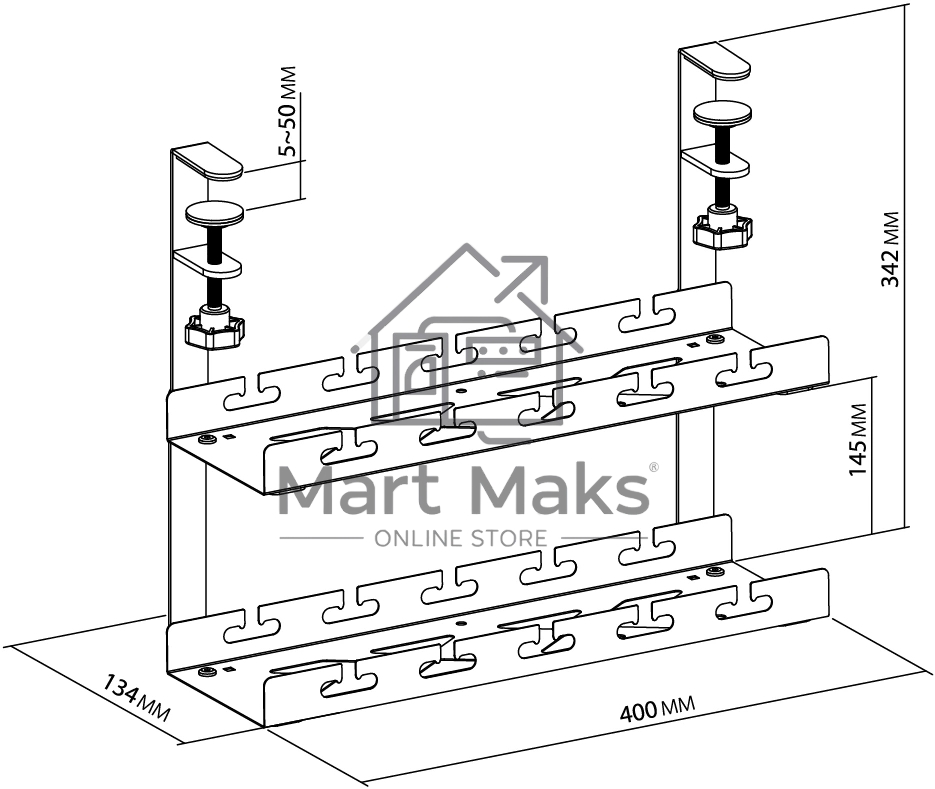 Кабель-канал Cactus CS-CM-400-2BK для столов 40x13.4x34.2см черный