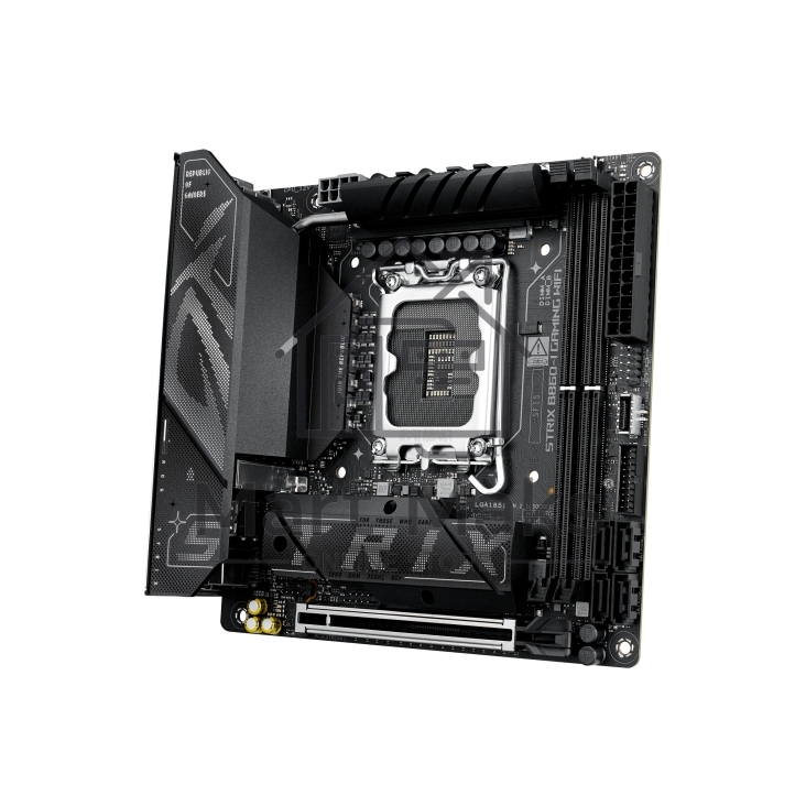 Материнская плата ASUS ROG STRIX B860-I GAMING WIFI, LGA1851, Intel B860, 2xDDR5, 4xSATA, 2xM.2, 1xPCIe 5.0 x16, 1xDP, 1xHDMI, 1xThunderbolt 4, 1x2.5Gb LAN, Wi-Fi 7, 2xUSB 2.0, 3xUSB 3.2 Gen 1, 1xUSB 3.2 Gen 2, 1xUSB 3.2 Gen 2x2, 1xUSB-C, 1xS/PDIF, 2x3.5 