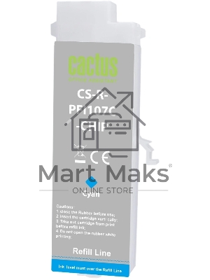 Картридж перезаправляемый струйный Cactus CS-R-PFI107C-CHIP голубой для Canon imageProGRAF iPF670/680/685/770/780/785
