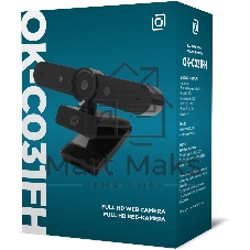 Веб-камера OKLICK OK-C031FH 1920x1080, 30 кадр/с, USB Type-A, микрофон (шумоподавление), автоматическая фокусировка, универсальное крепление