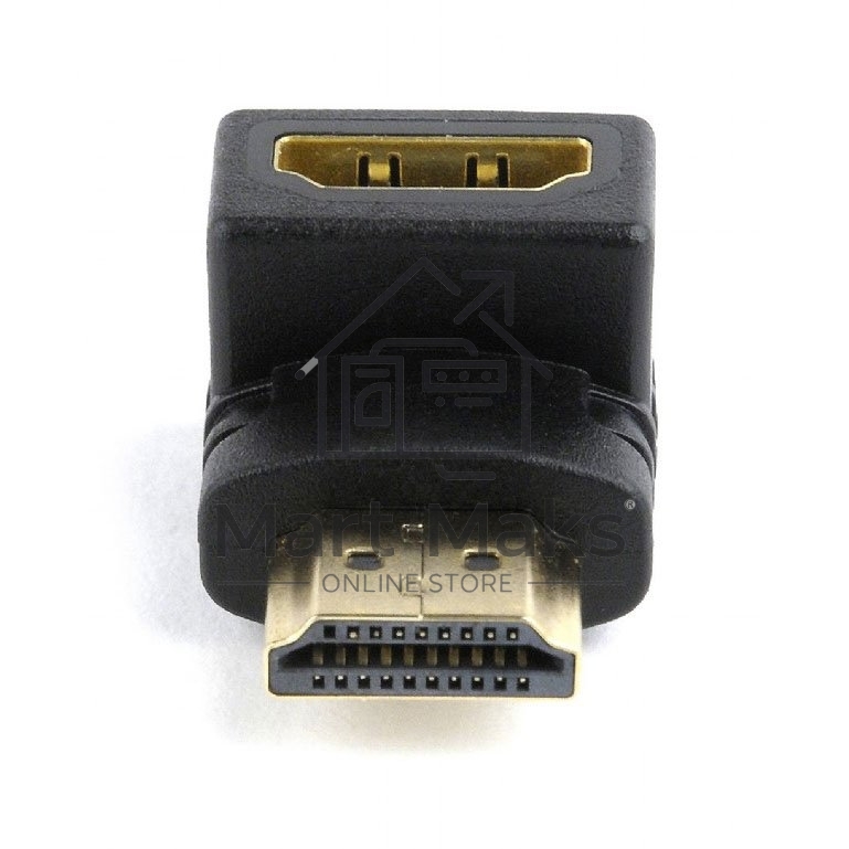 Переходник Cablexpert HDMI-HDMI 19F/19M, угловойсоединитель 90 градусов, золотые разъемы (A-HDMI90-FML)