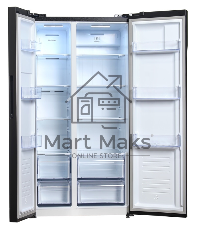 Холодильник Hyundai CS5003F черная сталь двухкамерный Side by Side 331/165л морозилка сбоку