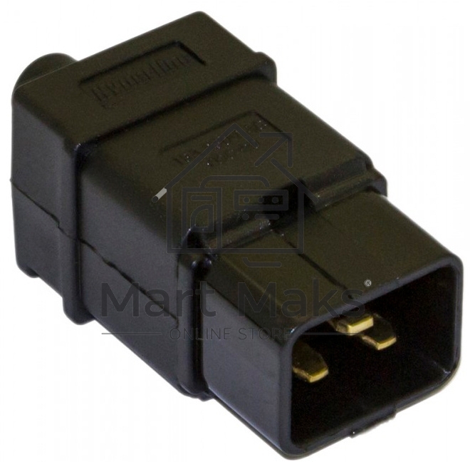 Разъемы для силового кабеля Hyperline CON-IEC320C20 Разъем IEC 60320 C20 220В 16A на кабель, контакты на винтах (плоские выступающие штыревые контакты в пластиковом обрамлении), прямой