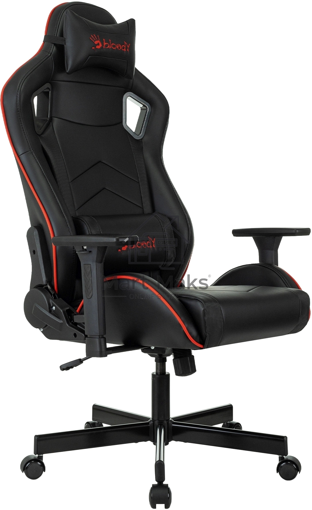 Кресло игровое A4Tech Bloody GC-840 черный, сиденье черный, эко.кожа, с подголов. крестов. металл черный, пластик черный