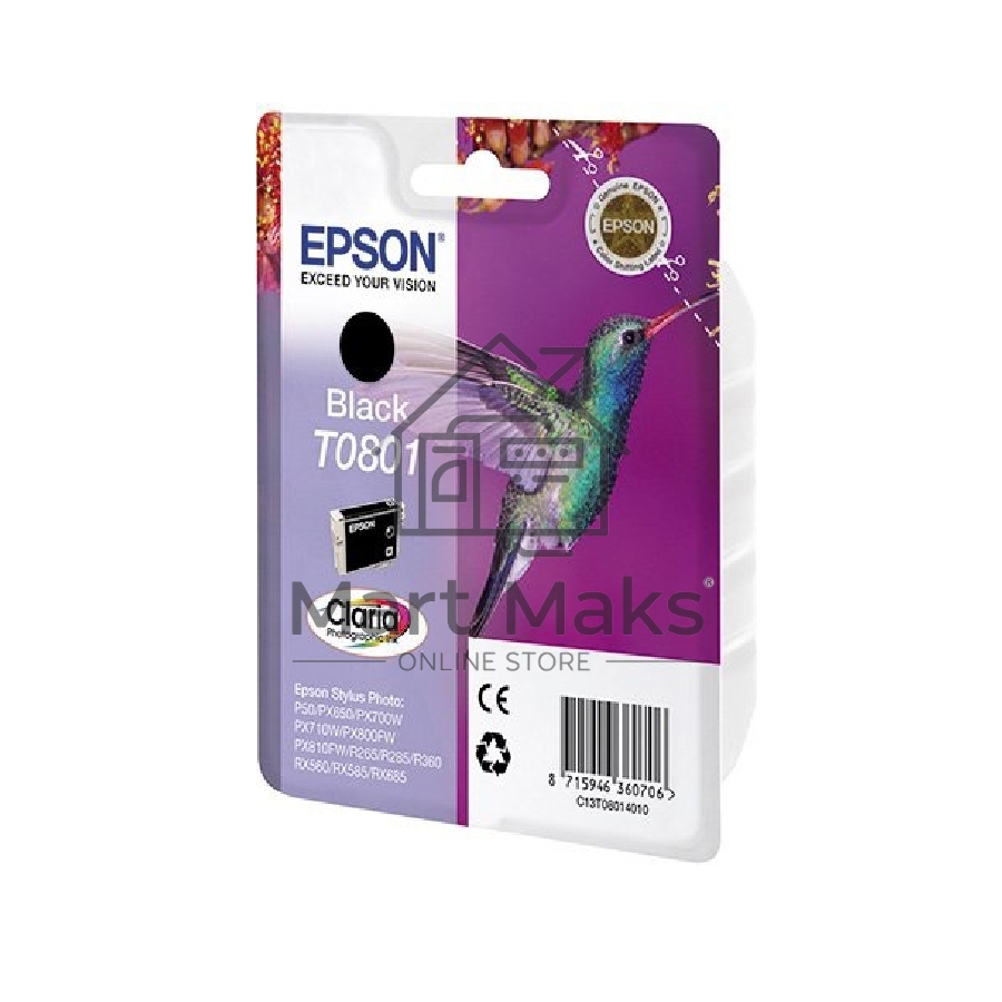 Картридж струйный Epson C13T08014011 черный для Epson St Ph P50/PX660/PX720WD (330стр.)