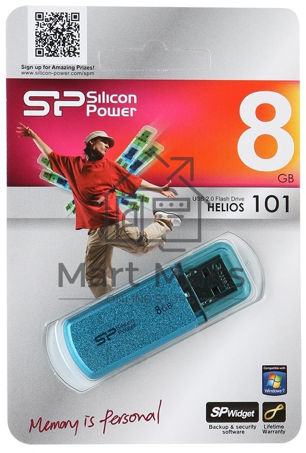 Флешка USB R/W Silicon Power R/W 8Gb Helios 101 SP008GBUF2101V1B USB2.0 синий