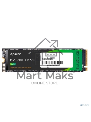 Накопитель SSD Apacer AS2280Q4L, 512Gb, M.2 2280, PCIe 4.0 x4, NVMe, R/W 3600/3000