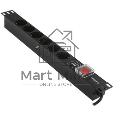 Блок розеток горизонтальный ExeGate ServerPro PDU-19H609 Al-6S-C14-2, 19