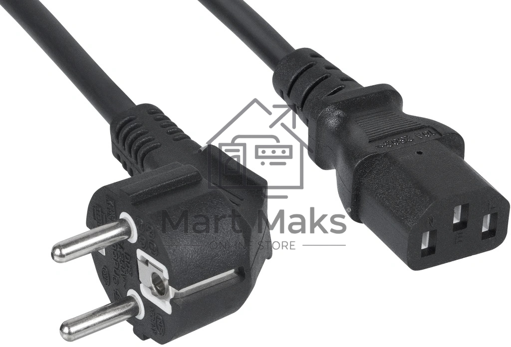 Шнур для блока питания Cabeus, IEC 320 C13, вилка Schuko, 3 м, 10А, черный