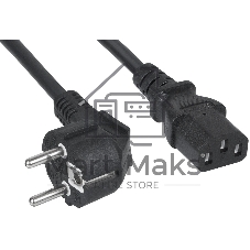 Шнур для блока питания Cabeus, IEC 320 C13, вилка Schuko, 3 м, 10А, черный