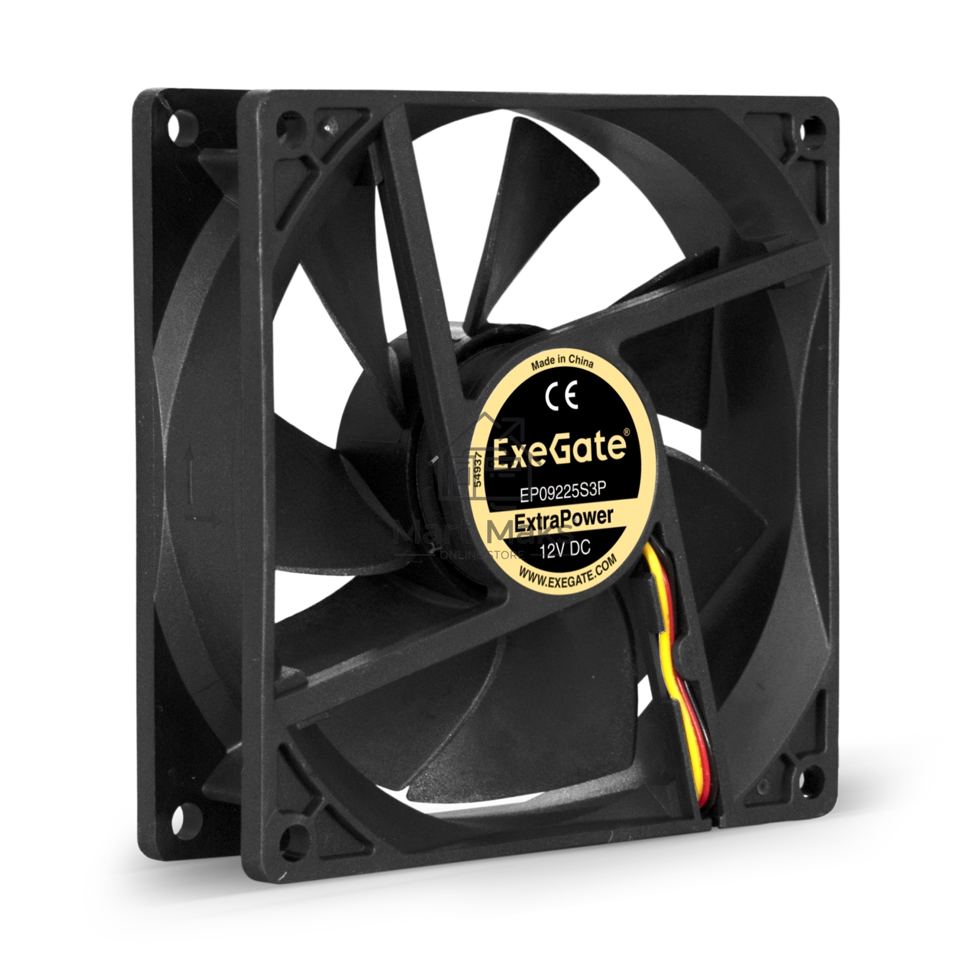 Вентилятор для корпуса ExeGate ExtraPower EP09225S3P черный, 92 мм, 2600 об/мин, 32 дБ, 3 pin