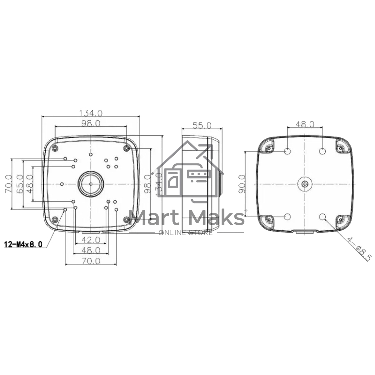 Настенная коробка Dahua для корпусов серий HDW2 Junction Box PFA121
