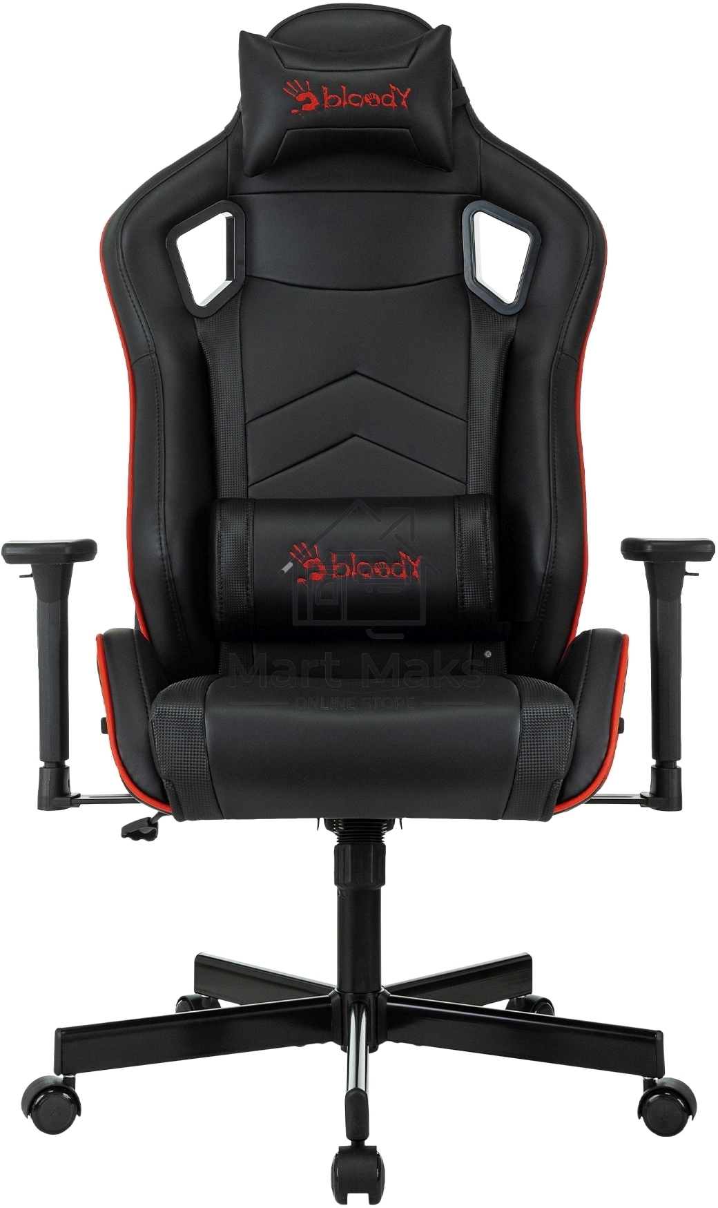 Кресло игровое A4Tech Bloody GC-840 черный, сиденье черный, эко.кожа, с подголов. крестов. металл черный, пластик черный