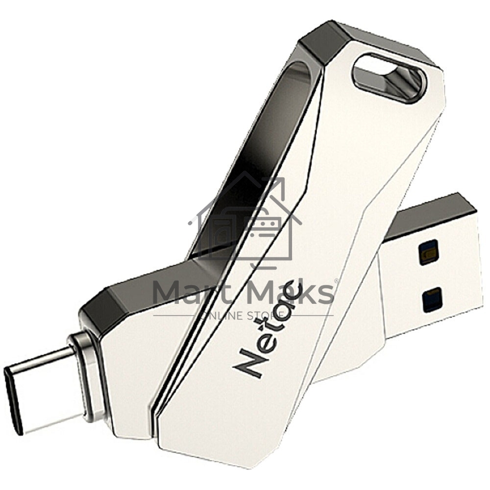 Флешка USB Netac U782C, 256Gb, USB 3.0, серебристый