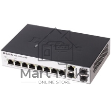 Коммутатор D-Link DGS-1100-10MPPV2/A3A, 8×1 Гбит/с + 2×1 Гбит/с SFP, настраиваемый