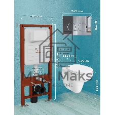 Комплект BAU 6 в 1: инсталляция BAU PRO для подвесного унитаза, унитаз подвесной безободковый Bau Novo, быстросъемное сиденье микролифт, клавиша BAU Round, хром