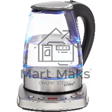 Чайник электрический Vitek VT-WK1075 1.7л. 1800Вт серебристый/черный корпус: металл/пластик