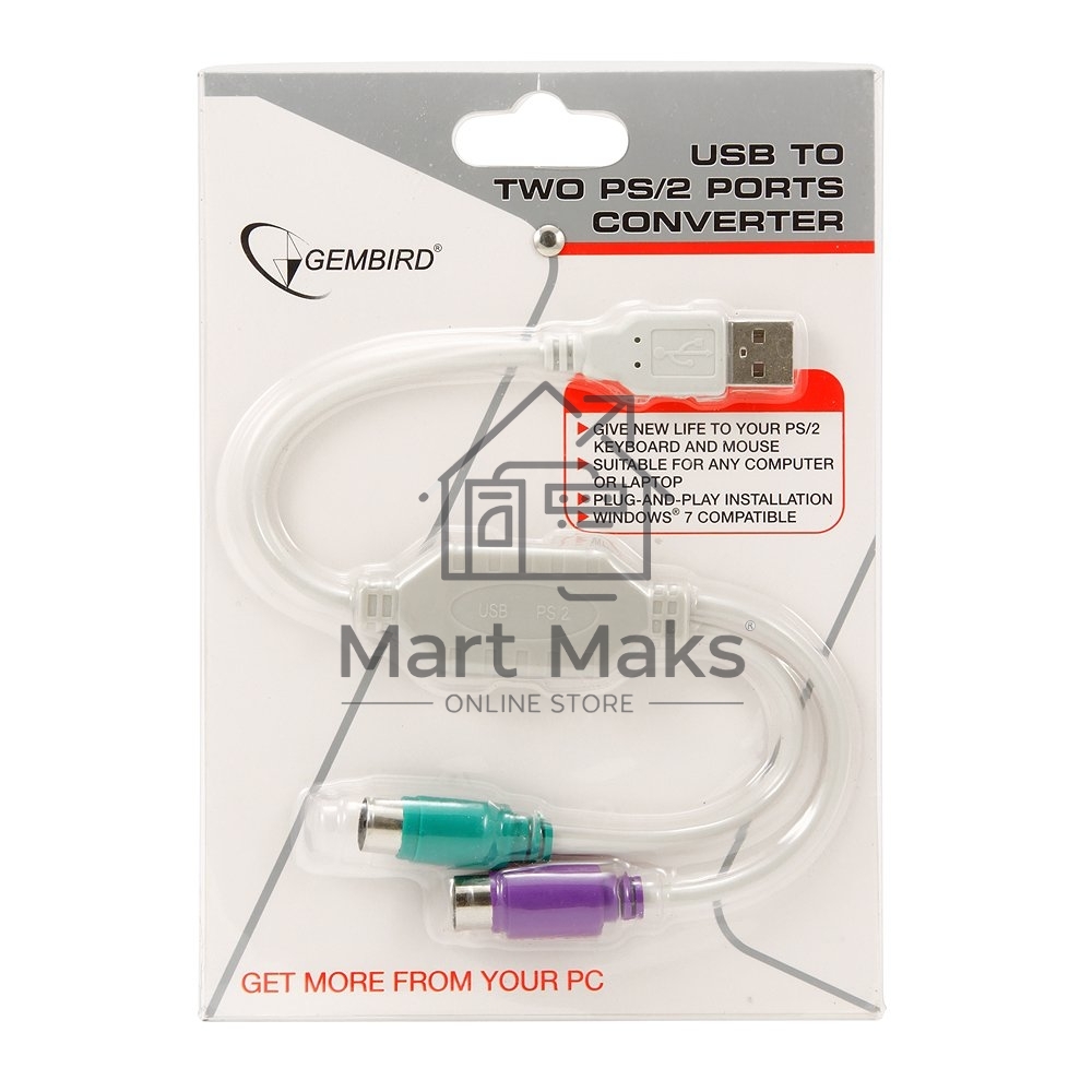 Переходник Gembird Конвертер с USB Am на 2xPS/2 UAPS12