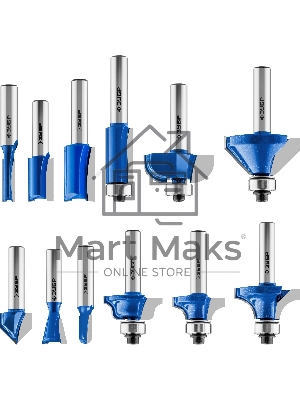 Набор фрез по дереву Зубр 28796-H12 (12 шт; хвостовик 8 мм)