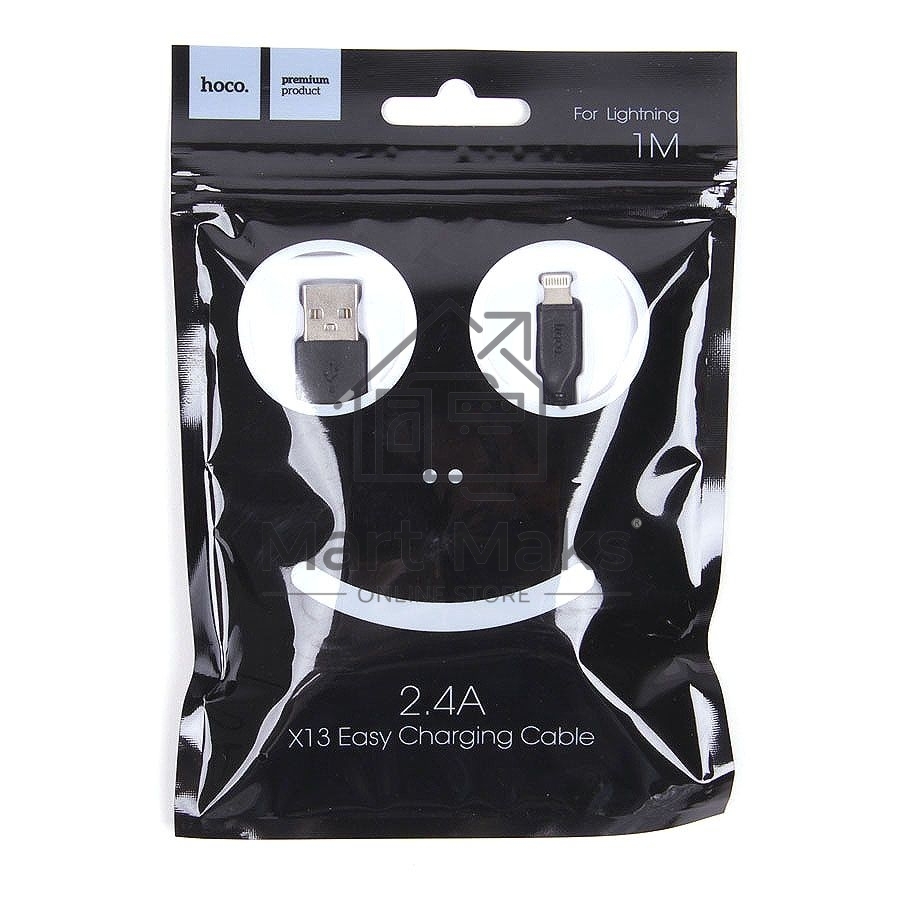 Кабель USB 2.0 hoco X13, AM/Lightning M, черный, 1м