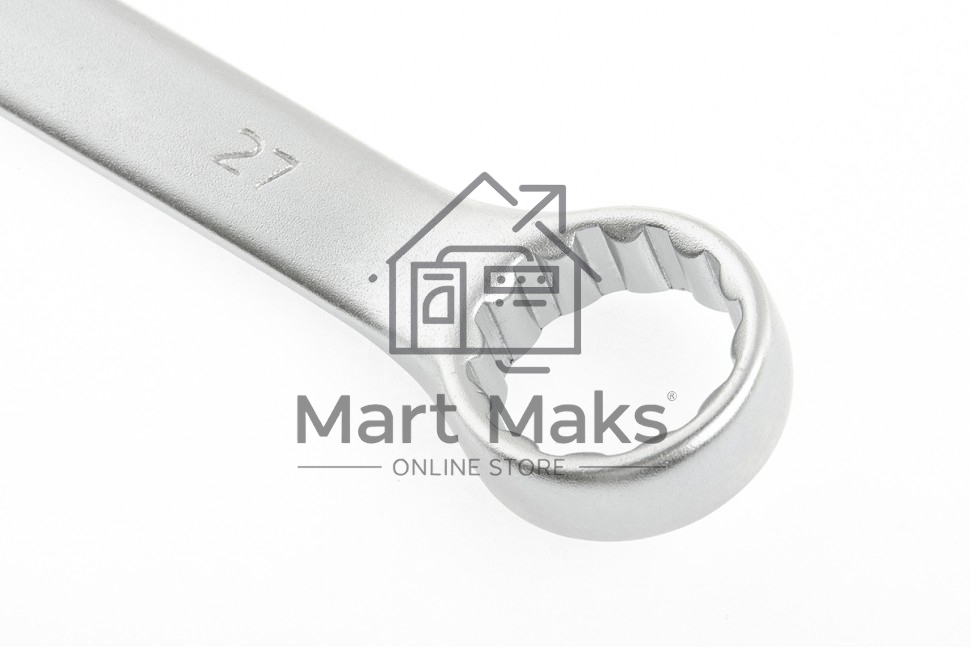 Ключ комбинированный, 27 мм, CrV, матовый хром Stels