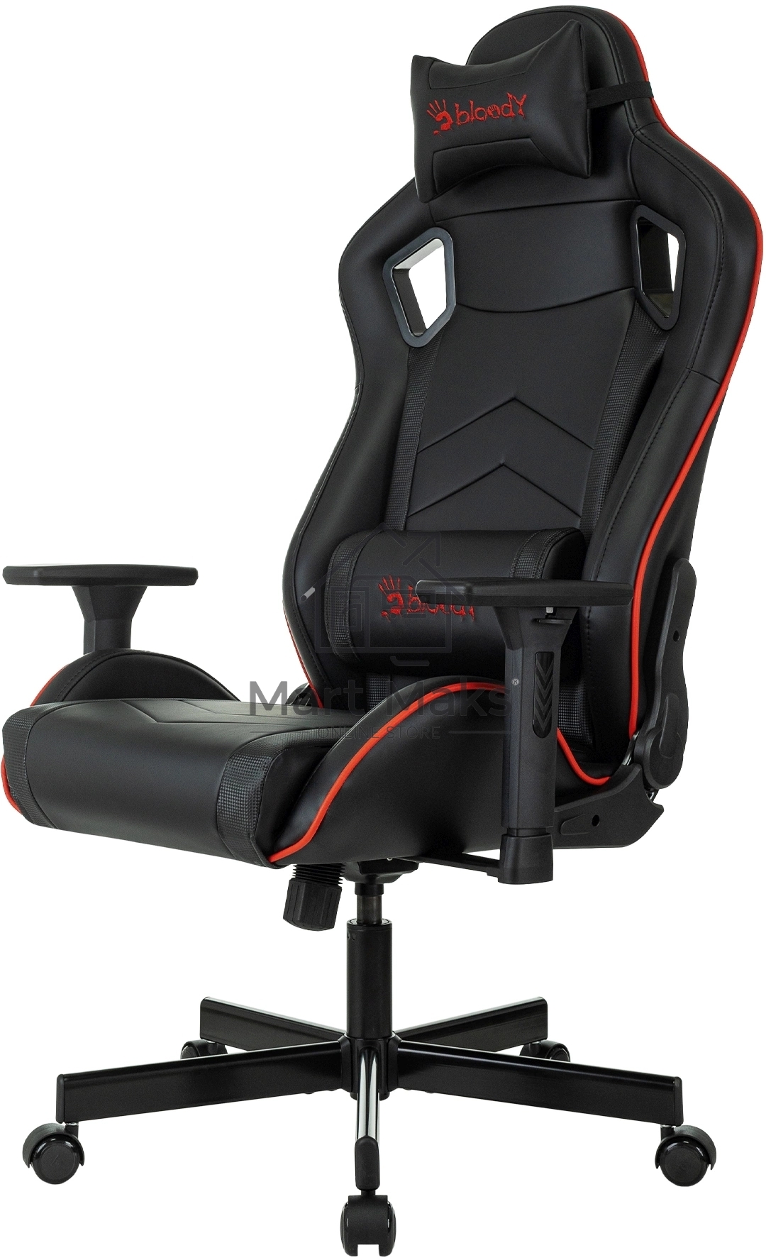 Кресло игровое A4Tech Bloody GC-840 черный, сиденье черный, эко.кожа, с подголов. крестов. металл черный, пластик черный