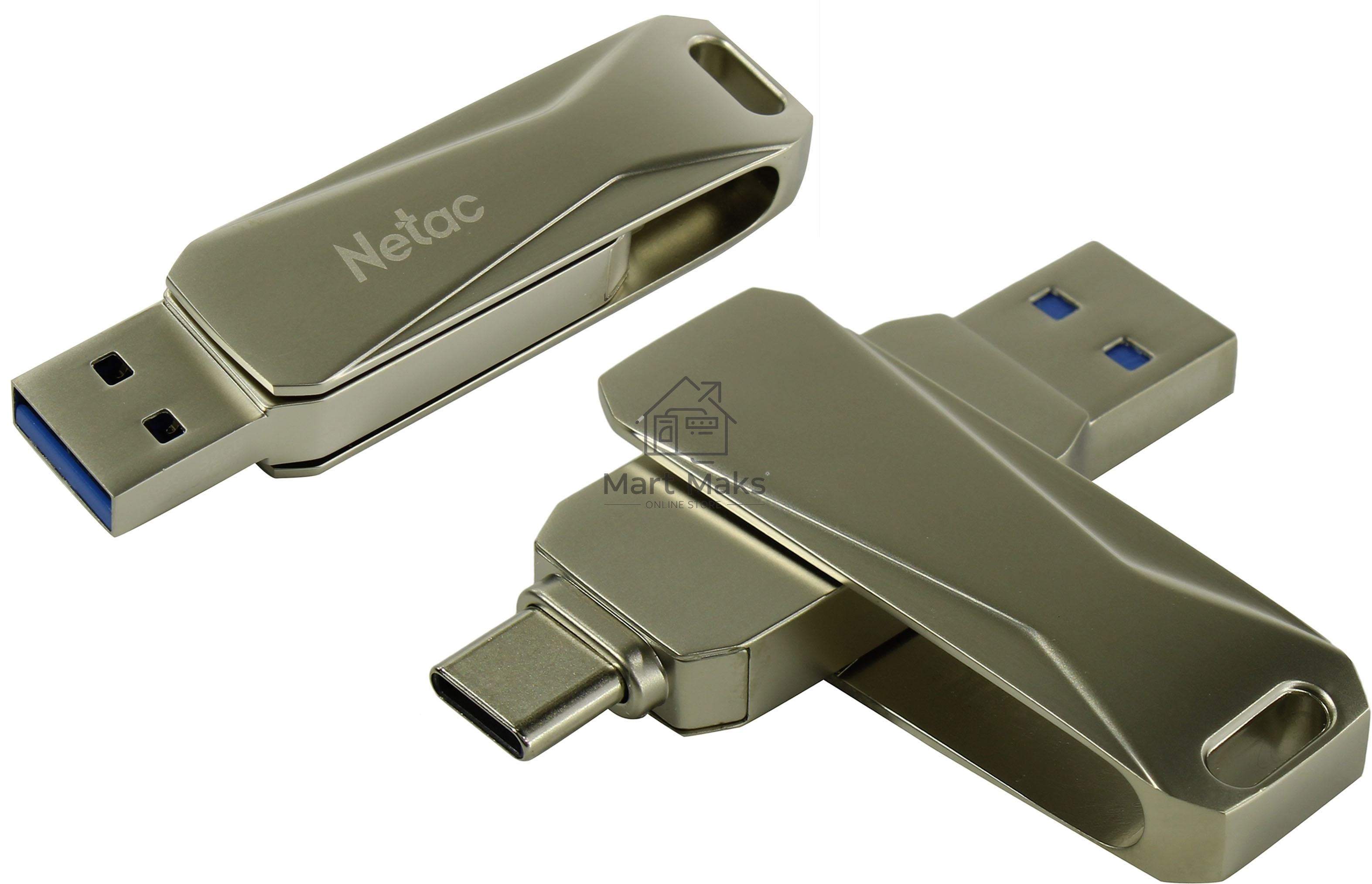 Флешка USB Netac U782C, 256Gb, USB 3.0, серебристый