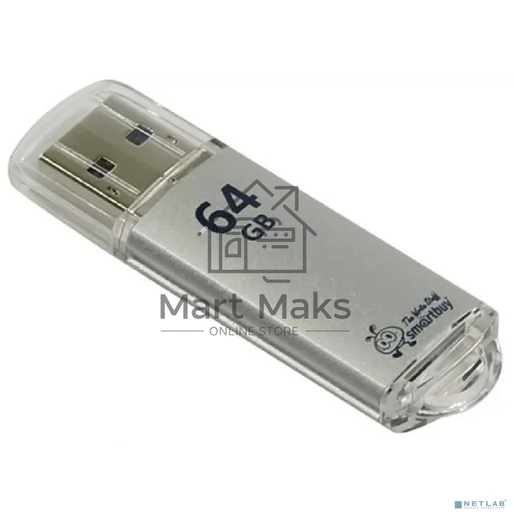 Флешка USB Smartbuy 64Gb,V-CUT SILVER (SB64GbVC-S3), 64Gb, USB 3.0, R/W 75/25, серебристый