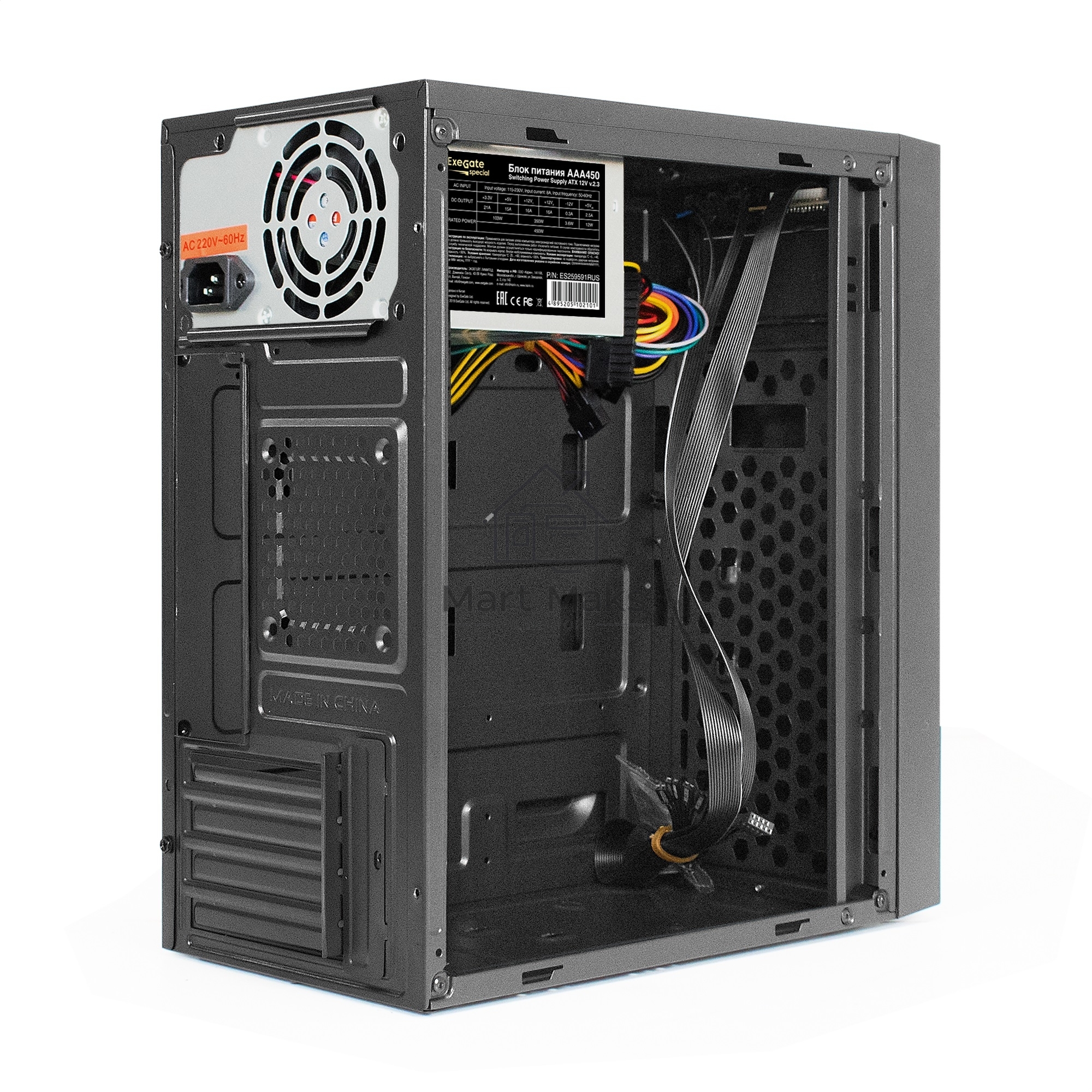 Компьютерный корпус Minitower ExeGate BAA-113-AAA450 (mATX, БП AAA450 с вент. 8см, 2*USB, аудио, черный)