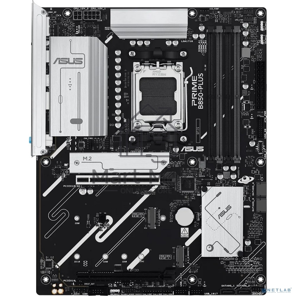 Материнская плата ASUS PRIME B850-PLUS, AM5, AMD B850, 4xDDR5, 4xSATA, 3xM.2, 1xPCIe 5.0 x16, 1xPCIe 4.0 x16, 1xDP, 1xHDMI, 1x2.5Gb LAN, 4xUSB-A 10Gbps, 1xUSB-C 10Gbps, 2xUSB-A 5Gbps, 2xUSB-A 2.0, 3x3.5 мм, 7.1, ATX