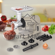 Мясорубка электрическая Endever Sigma-106 бежевый, 2000 Вт, 2 кг/мин, реверс, насадки - 6