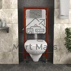 Комплект BAU 6 в 1: инсталляция BAU PRO для подвесного унитаза, унитаз подвесной безободковый Bau Novo, быстросъемное сиденье микролифт, клавиша BAU Round, хром