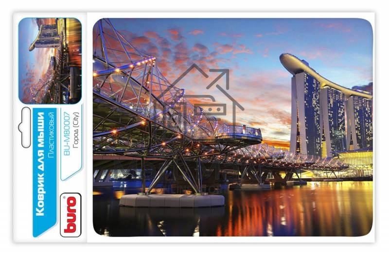 Коврик для мыши Buro BU-M80007 пластиковый ночной город 230х180х2мм